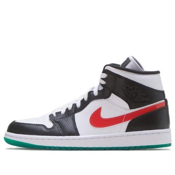Nike Air Jordan 1 Mid Tops Retro Basketball Shoes Dame Svarte Hvite