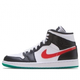 Nike Air Jordan 1 Mid Tops Retro Basketball Shoes Dame Svarte Hvite