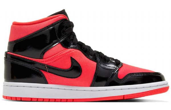 Nike Air Jordan 1 Mid Tops Retro Basketball Shoes Dame Svarte Rød