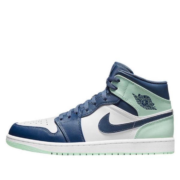 Nike Air Jordan 1 Mid Tops Retro Basketball Shoes Herre Blå Mint