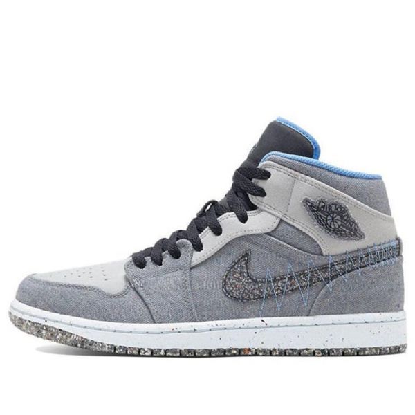 Nike Air Jordan 1 Mid Tops Retro Basketball Shoes Herre Grå Blå
