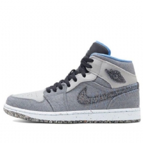 Nike Air Jordan 1 Mid Tops Retro Basketball Shoes Herre Grå Blå