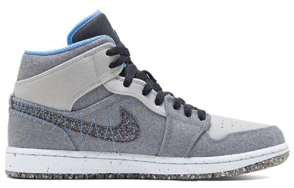 Nike Air Jordan 1 Mid Tops Retro Basketball Shoes Herre Grå Blå