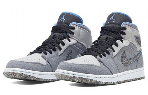 Nike Air Jordan 1 Mid Tops Retro Basketball Shoes Herre Grå Blå