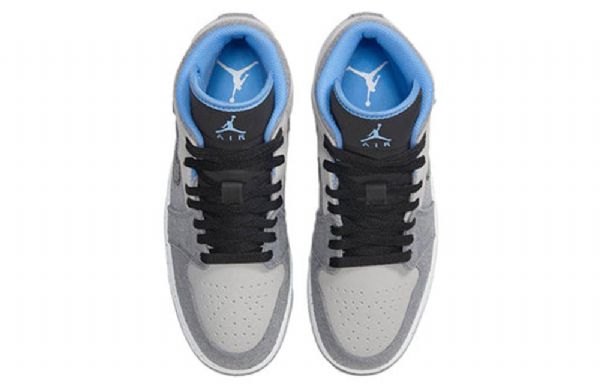 Nike Air Jordan 1 Mid Tops Retro Basketball Shoes Herre Grå Blå