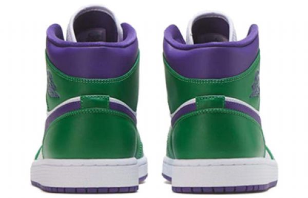 Nike Air Jordan 1 Mid Tops Retro Basketball Shoes Herre Grønn Hvite Lilla