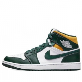 Nike Air Jordan 1 Mid Tops Retro Basketball Shoes Herre Grønn Svarte