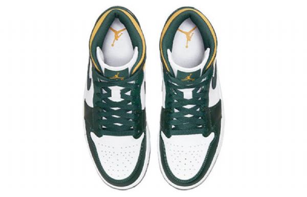 Nike Air Jordan 1 Mid Tops Retro Basketball Shoes Herre Grønn Svarte