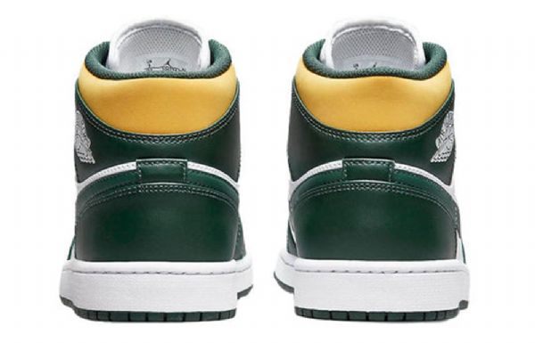Nike Air Jordan 1 Mid Tops Retro Basketball Shoes Herre Grønn Svarte