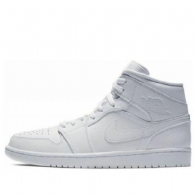 Nike Air Jordan 1 Mid Tops Retro Basketball Shoes Herre Hvite