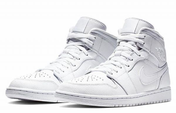 Nike Air Jordan 1 Mid Tops Retro Basketball Shoes Herre Hvite