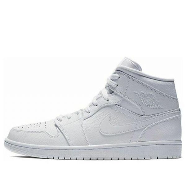 Nike Air Jordan 1 Mid Tops Retro Basketball Shoes Herre Hvite
