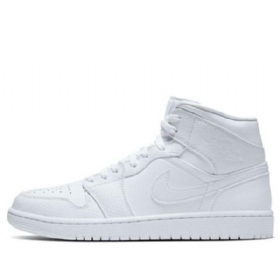 Nike Air Jordan 1 Mid Tops Retro Basketball Shoes Herre Hvite