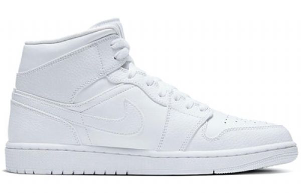 Nike Air Jordan 1 Mid Tops Retro Basketball Shoes Herre Hvite