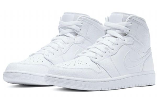 Nike Air Jordan 1 Mid Tops Retro Basketball Shoes Herre Hvite