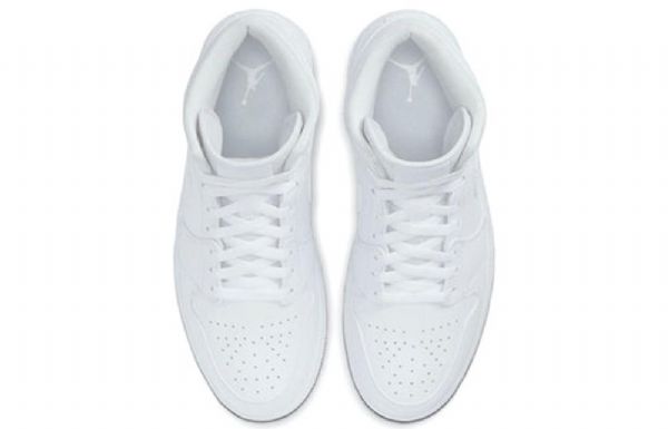 Nike Air Jordan 1 Mid Tops Retro Basketball Shoes Herre Hvite