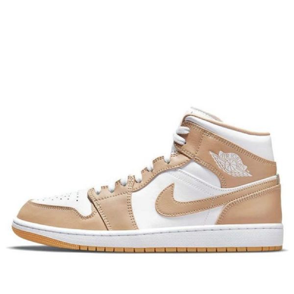 Nike Air Jordan 1 Mid Tops Retro Basketball Shoes Herre Khaki Hvite