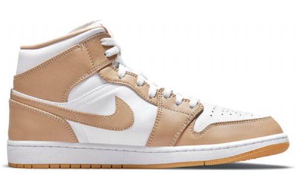 Nike Air Jordan 1 Mid Tops Retro Basketball Shoes Herre Khaki Hvite