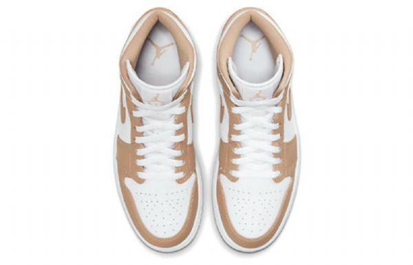Nike Air Jordan 1 Mid Tops Retro Basketball Shoes Herre Khaki Hvite