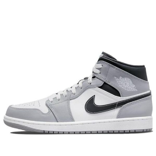 Nike Air Jordan 1 Mid Tops Retro Basketball Shoes Herre Lyse Grå