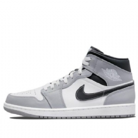 Nike Air Jordan 1 Mid Tops Retro Basketball Shoes Herre Lyse Grå