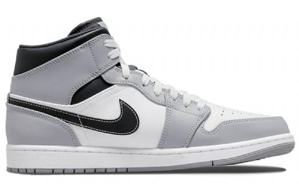 Nike Air Jordan 1 Mid Tops Retro Basketball Shoes Herre Lyse Grå