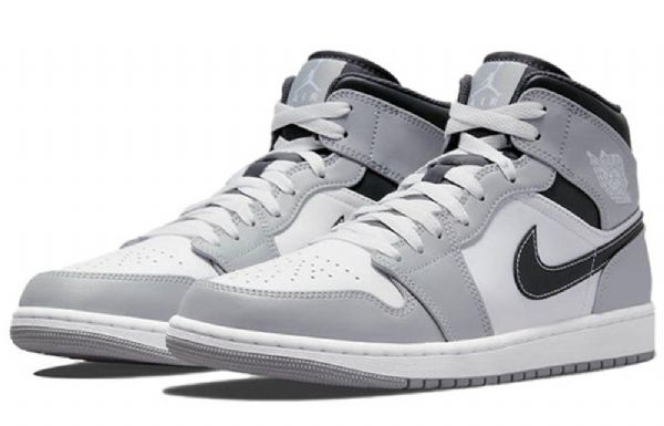 Nike Air Jordan 1 Mid Tops Retro Basketball Shoes Herre Lyse Grå