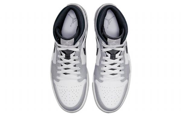 Nike Air Jordan 1 Mid Tops Retro Basketball Shoes Herre Lyse Grå