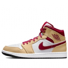Nike Air Jordan 1 Mid Tops Retro Basketball Shoes Herre Lyse Rød