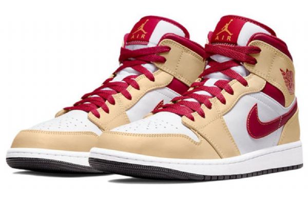 Nike Air Jordan 1 Mid Tops Retro Basketball Shoes Herre Lyse Rød