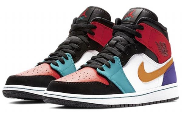 Nike Air Jordan 1 Mid Tops Retro Basketball Shoes Herre Multicolor