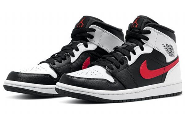 Nike Air Jordan 1 Mid Tops Retro Basketball Shoes Herre Rød