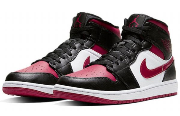 Nike Air Jordan 1 Mid Tops Retro Basketball Shoes Herre Rød