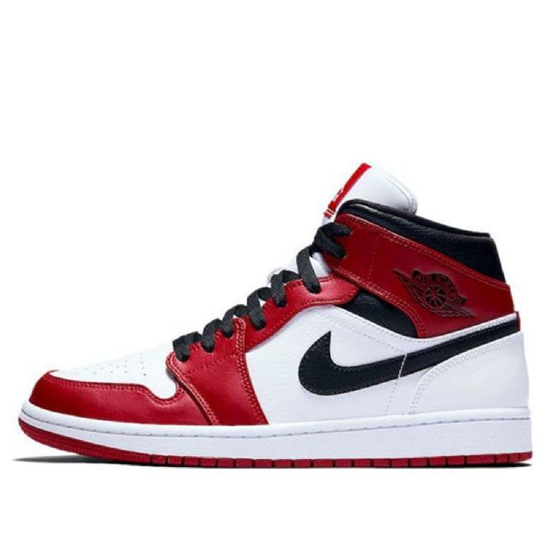 Nike Air Jordan 1 Mid Tops Retro Basketball Shoes Herre Rød Hvite