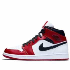 Nike Air Jordan 1 Mid Tops Retro Basketball Shoes Herre Rød Hvite