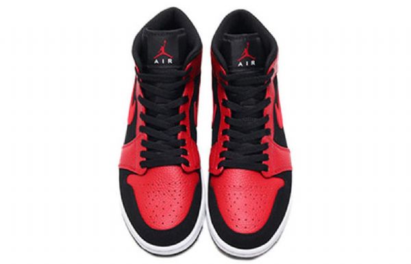 Nike Air Jordan 1 Mid Tops Retro Basketball Shoes Herre Rød Svarte