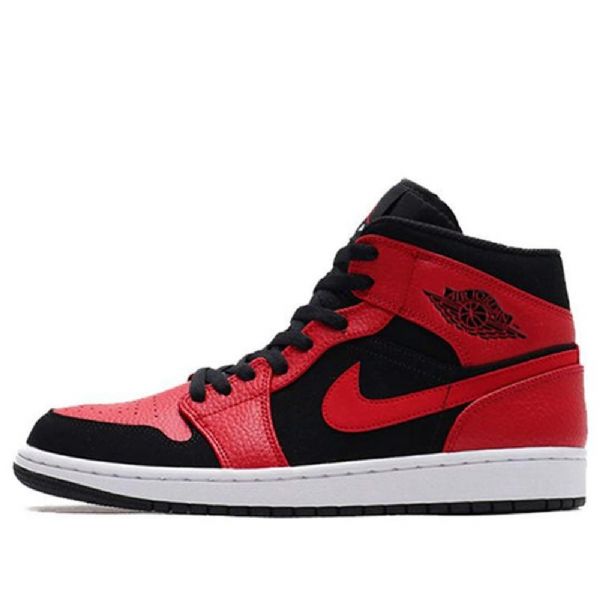 Nike Air Jordan 1 Mid Tops Retro Basketball Shoes Herre Rød Svarte