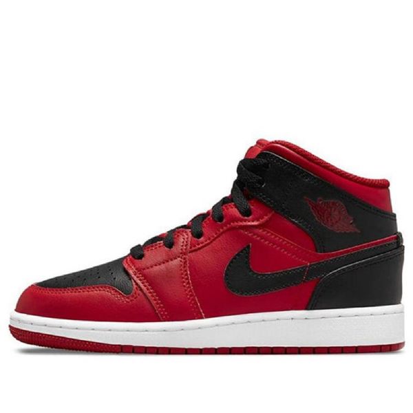 Nike Air Jordan 1 Mid Tops Retro Basketball Shoes Herre Rød Svarte
