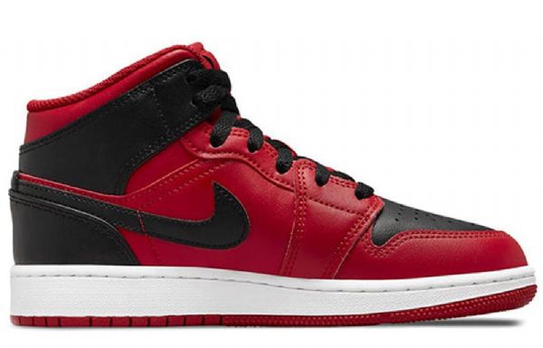 Nike Air Jordan 1 Mid Tops Retro Basketball Shoes Herre Rød Svarte