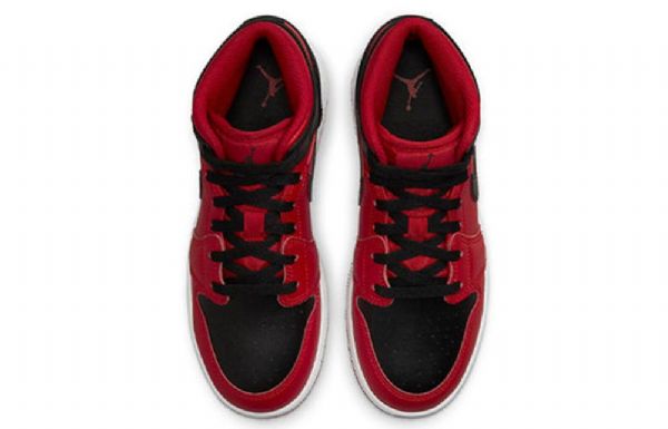 Nike Air Jordan 1 Mid Tops Retro Basketball Shoes Herre Rød Svarte