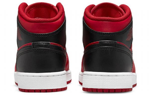 Nike Air Jordan 1 Mid Tops Retro Basketball Shoes Herre Rød Svarte