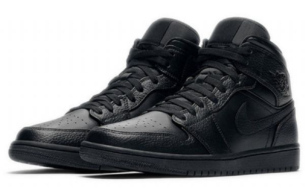 Nike Air Jordan 1 Mid Tops Retro Basketball Shoes Herre Svarte