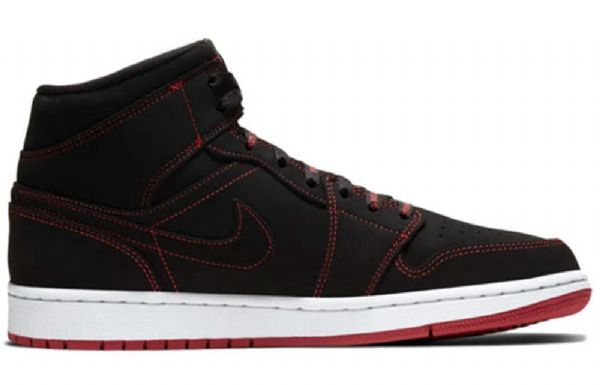 Nike Air Jordan 1 Mid Tops Retro Basketball Shoes Herre Svarte