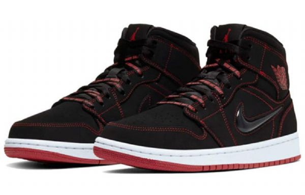 Nike Air Jordan 1 Mid Tops Retro Basketball Shoes Herre Svarte