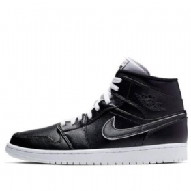 Nike Air Jordan 1 Mid Tops Retro Basketball Shoes Herre Svarte