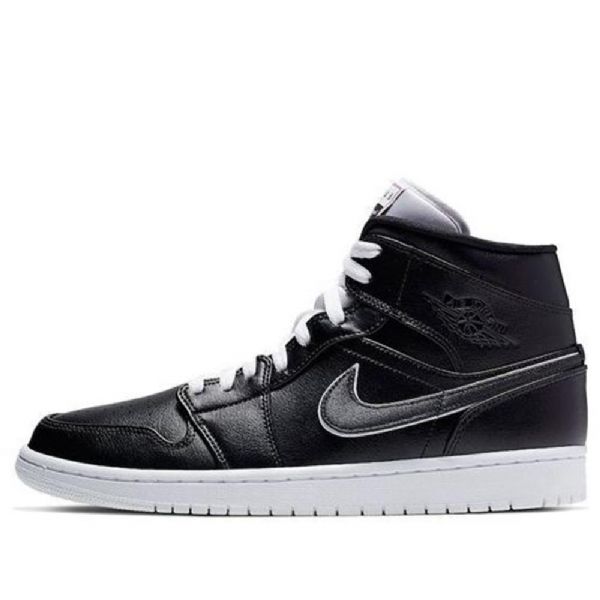 Nike Air Jordan 1 Mid Tops Retro Basketball Shoes Herre Svarte