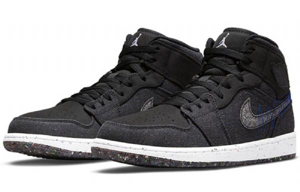 Nike Air Jordan 1 Mid Tops Retro Basketball Shoes Herre Svarte