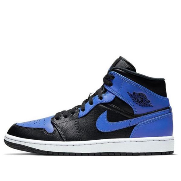 Nike Air Jordan 1 Mid Tops Retro Basketball Shoes Herre Svarte Blå