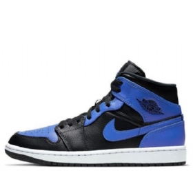 Nike Air Jordan 1 Mid Tops Retro Basketball Shoes Herre Svarte Blå