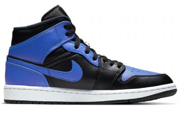 Nike Air Jordan 1 Mid Tops Retro Basketball Shoes Herre Svarte Blå